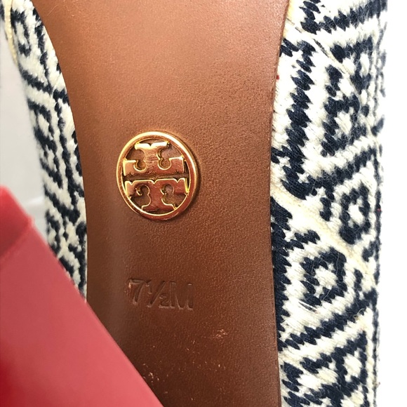 TORY BURCH Dara Woven Pump Heels Shoes - Red Black Women’s Sz 7.5 RARE EUC - Picture 7 of 9